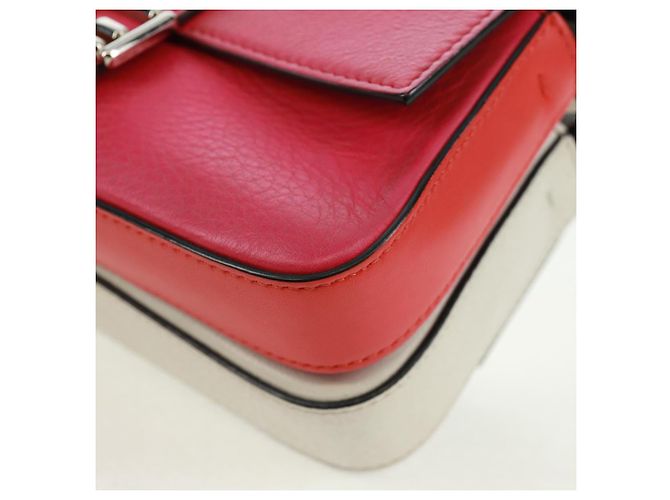 Borsa a spalla FENDI Chain Double Micro Baguette in pelle rosa argento Auth bs32459V - vista 15