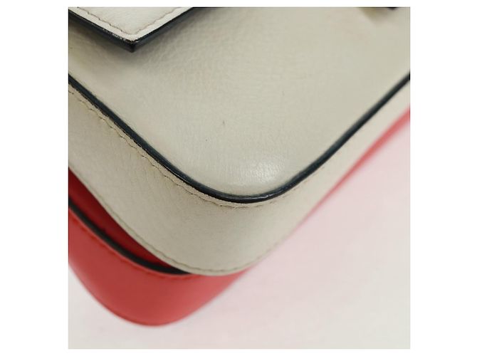 Borsa a spalla FENDI Chain Double Micro Baguette in pelle rosa argento Auth bs32459V - vista 16