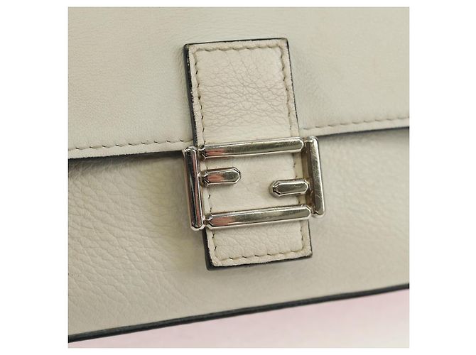Borsa a spalla FENDI Chain Double Micro Baguette in pelle rosa argento Auth bs32459V - vista 18