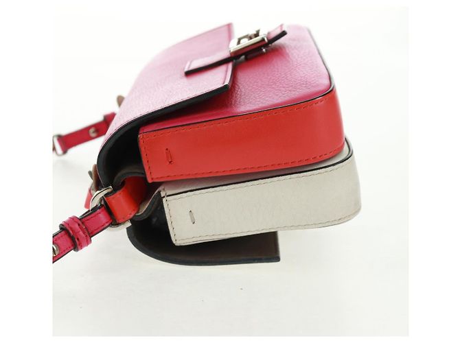 Borsa a spalla FENDI Chain Double Micro Baguette in pelle rosa argento Auth bs32459V - vista 3