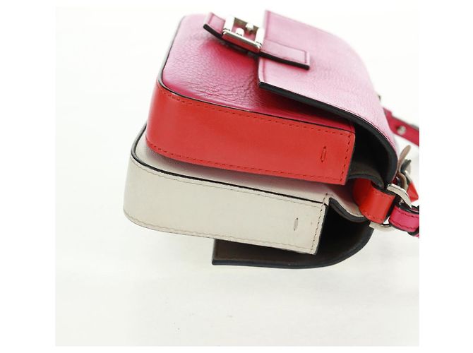 Borsa a spalla FENDI Chain Double Micro Baguette in pelle rosa argento Auth bs32459V - vista 4