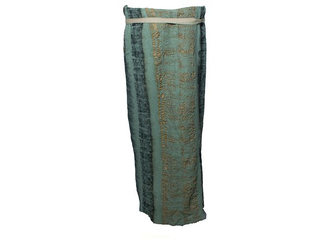Falda maxi estampada verde y dorada Etro Dorado - vista 3