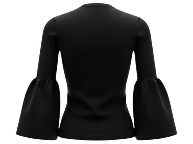 Valentino Garavani Schwarzer Strickpullover mit Glockenärmeln von Valentino - Ansicht 2