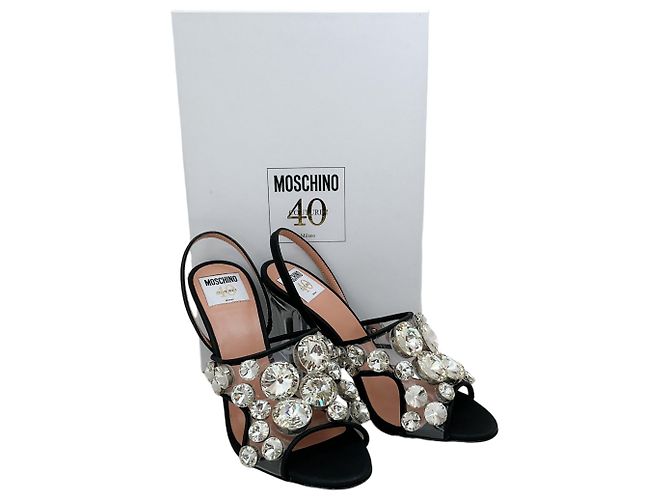 Sandali slingback maxi in cristallo Moschino Nero - vista 6