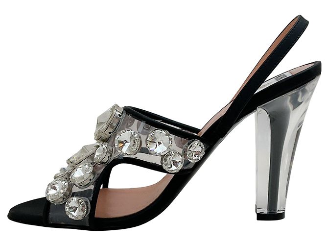 Sandali slingback maxi in cristallo Moschino Nero - vista 3