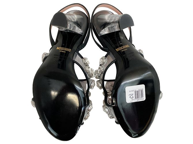 Sandali slingback maxi in cristallo Moschino Nero - vista 7