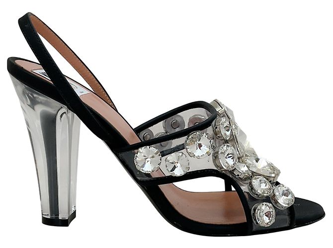 Sandali slingback maxi in cristallo Moschino Nero - vista 2