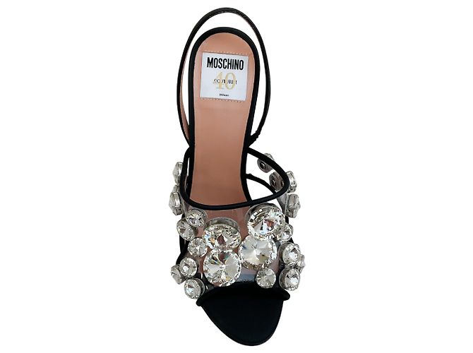 Sandali slingback maxi in cristallo Moschino Nero - vista 4
