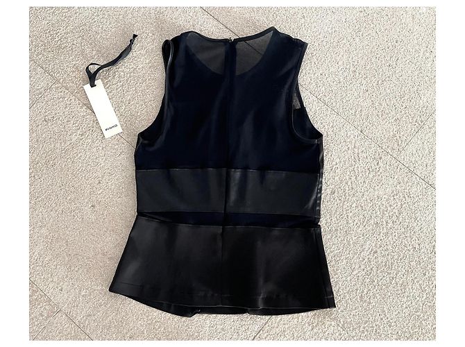 Pinko Ärmelloses Top aus Satin und schwarzem Netz Größe S oder 36 - Ansicht 3