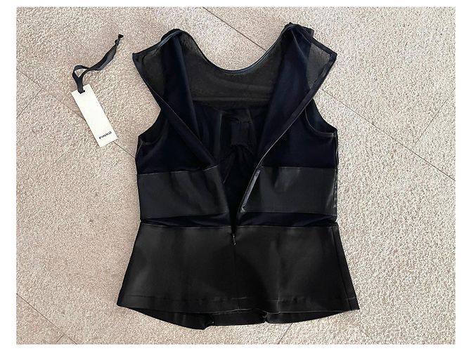 Pinko Ärmelloses Top aus Satin und schwarzem Netz Größe S oder 36 - Ansicht 4