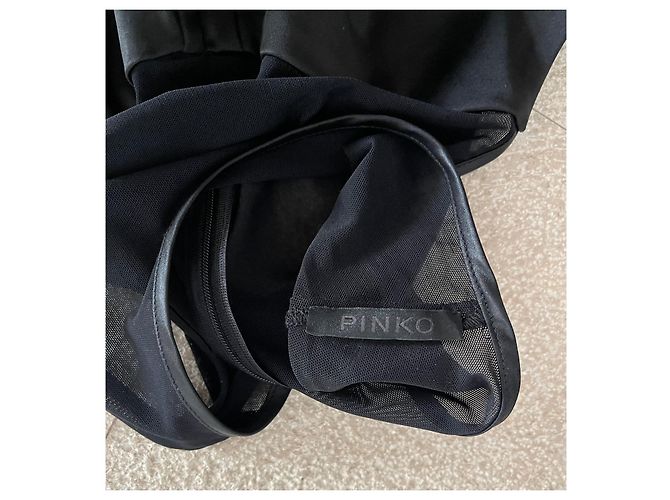 Pinko Ärmelloses Top aus Satin und schwarzem Netz Größe S oder 36 - Ansicht 7