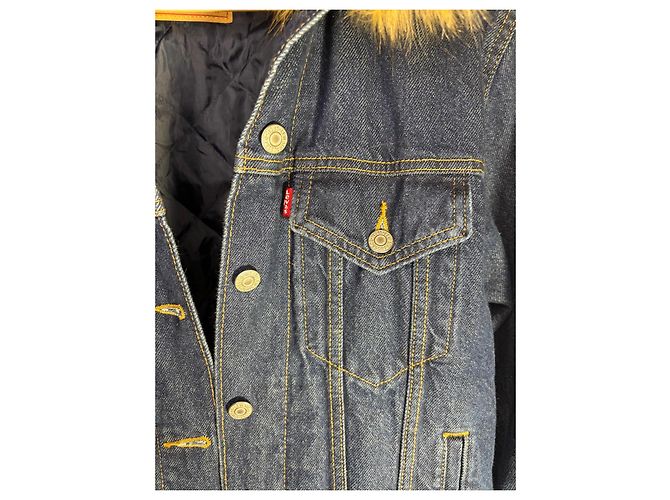 Levi's Jeansjacke mit Kunstfellkragen Braun Blau - Ansicht 3
