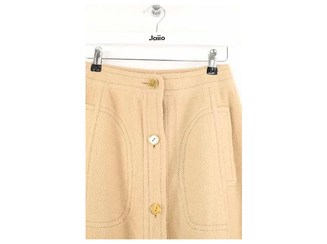 Céline Falda de lana beige - vista 2