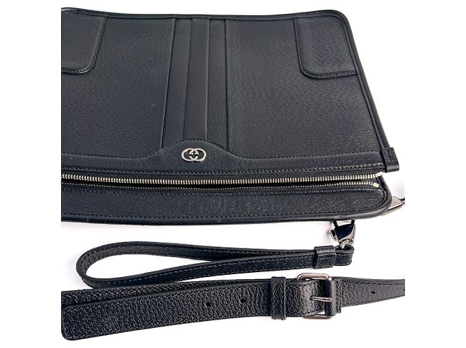 Gucci Borsa a tracolla in pelle intrecciata nera Nero - vista 11