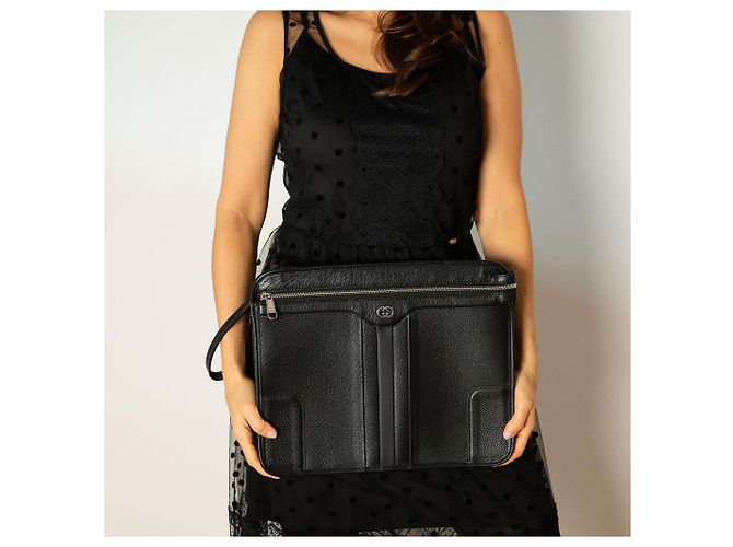 Gucci Borsa a tracolla in pelle intrecciata nera Nero - vista 2