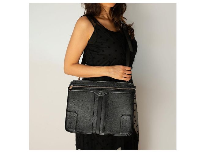Gucci Borsa a tracolla in pelle intrecciata nera Nero - vista 4
