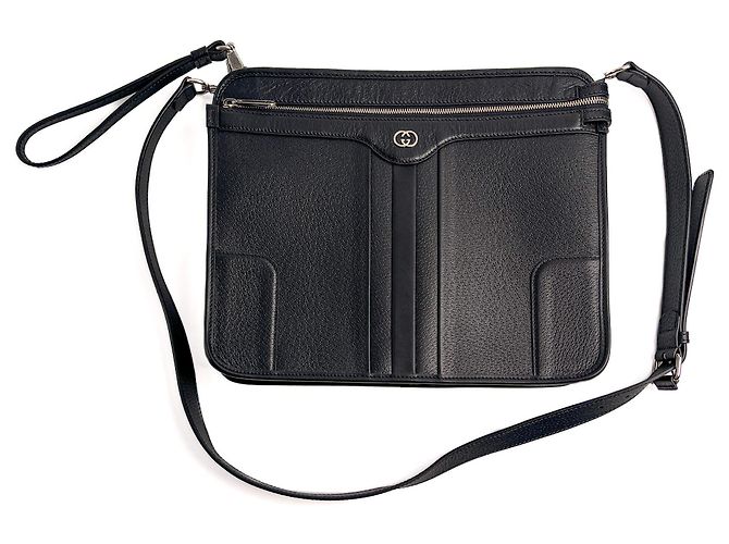 Gucci Borsa a tracolla in pelle intrecciata nera Nero - vista 5