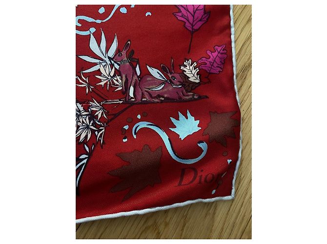 Bufanda de seda Christian Dior Castaño Rosa Blanco Roja Azul - vista 2