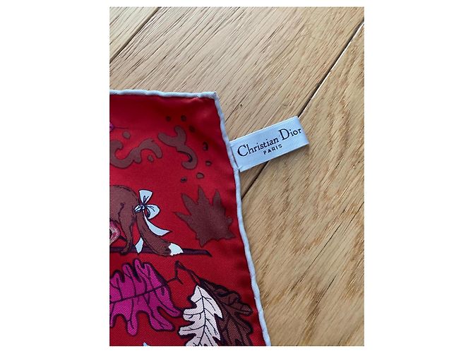 Bufanda de seda Christian Dior Castaño Rosa Blanco Roja Azul - vista 4