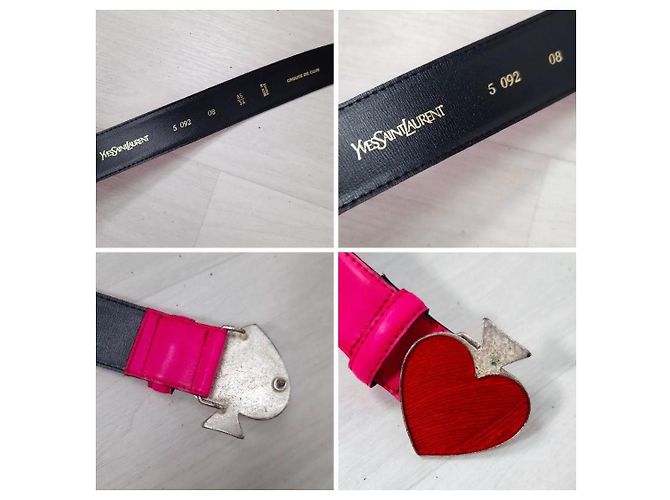 Yves Saint Laurent YSL rosa Gürtel mit roter Pik-Herz-Schnalle Pink - Ansicht 10