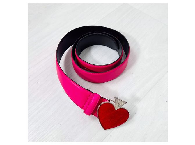 Yves Saint Laurent YSL rosa Gürtel mit roter Pik-Herz-Schnalle Pink - Ansicht 2