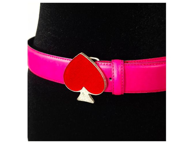 Yves Saint Laurent YSL rosa Gürtel mit roter Pik-Herz-Schnalle Pink - Ansicht 7