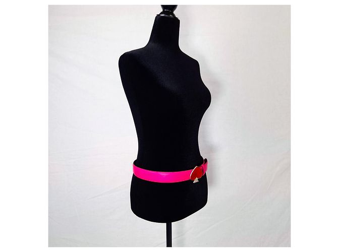 Yves Saint Laurent YSL rosa Gürtel mit roter Pik-Herz-Schnalle Pink - Ansicht 8