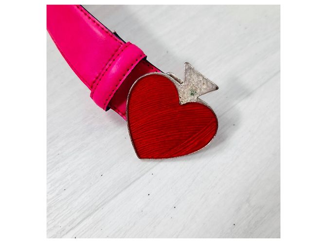 Yves Saint Laurent YSL rosa Gürtel mit roter Pik-Herz-Schnalle Pink - Ansicht 9