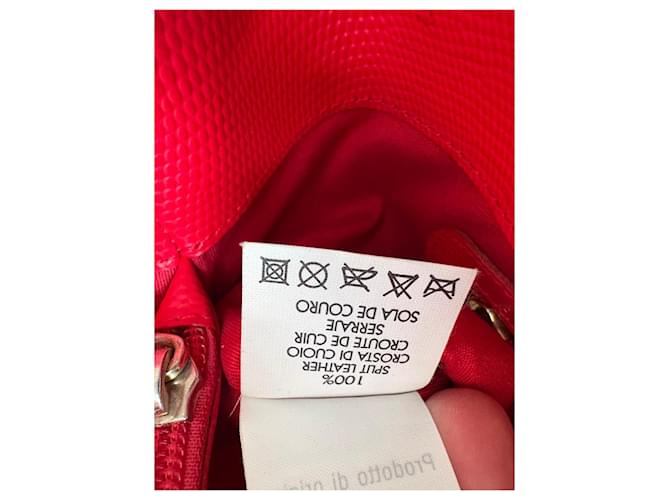 Borsa Tosca Blu in pelle rossa e bambù Rosso - vista 11