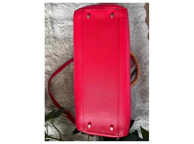 Borsa Tosca Blu in pelle rossa e bambù Rosso - vista 13