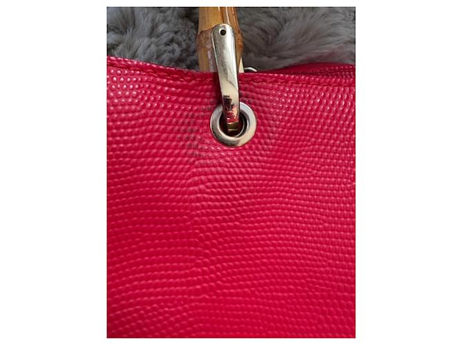 Borsa Tosca Blu in pelle rossa e bambù Rosso - vista 4