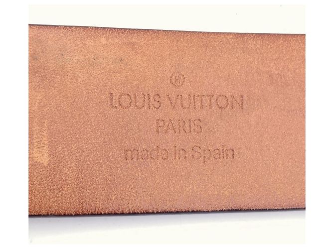 Louis Vuitton Vintage Damier Ebene Canvas Gürtel mit silberner Metallschnalle 90/36 Braun - Ansicht 4