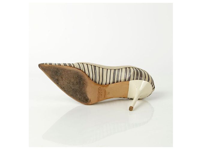 Jimmy Choo Gestreifte Netz-Pumps mit Absatz Weiß - Ansicht 11