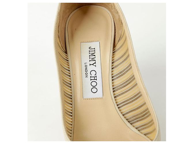 Jimmy Choo Gestreifte Netz-Pumps mit Absatz Weiß - Ansicht 13