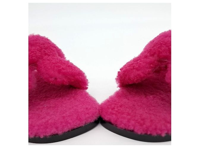 Pantofole Oran in shearling Hermès Rosa - vista 2