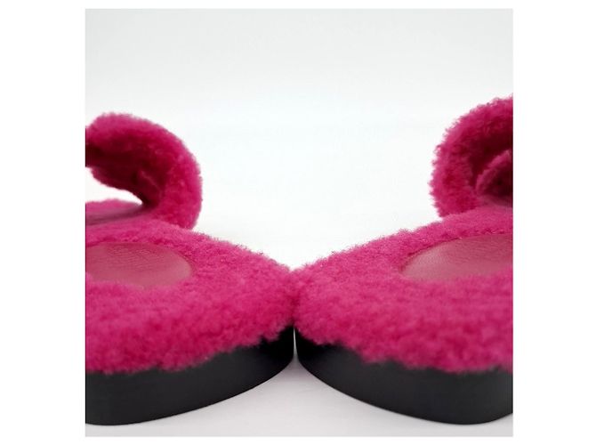 Pantofole Oran in shearling Hermès Rosa - vista 3