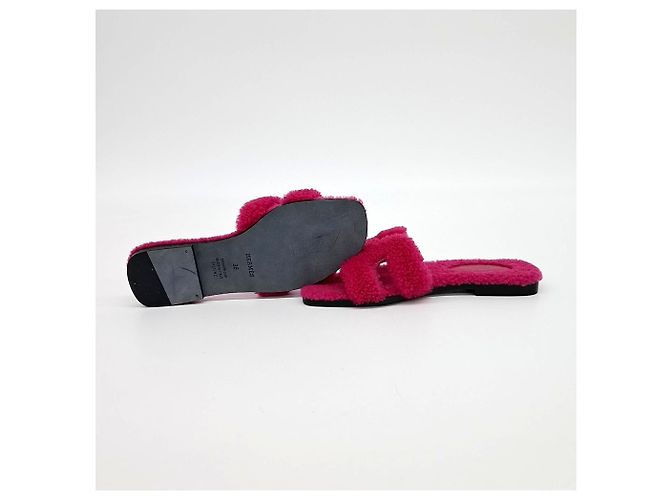 Pantofole Oran in shearling Hermès Rosa - vista 4