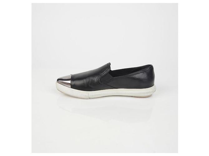 Miu Miu Slip-On Sneakers mit Metallkappe Größe Schwarz - Ansicht 10