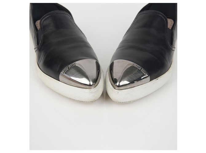 Miu Miu Slip-On Sneakers mit Metallkappe Größe Schwarz - Ansicht 5