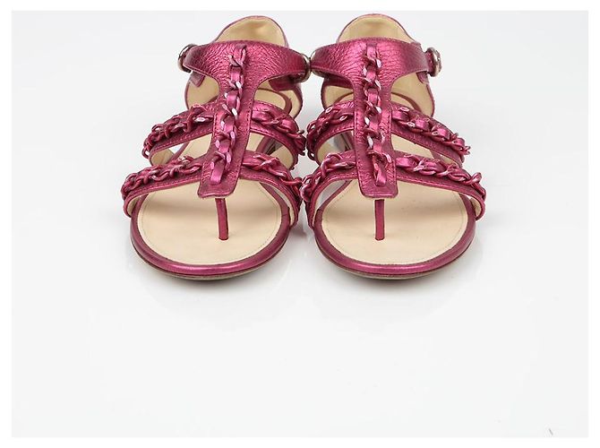 Chanel Sandali Metallici con Catena Taglia Rosa - vista 2
