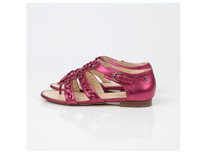 Chanel Sandali Metallici con Catena Taglia Rosa - vista 4