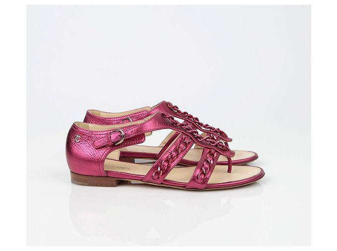 Chanel Sandali Metallici con Catena Taglia Rosa - vista 6