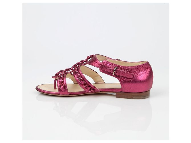 Chanel Sandali Metallici con Catena Taglia Rosa - vista 7