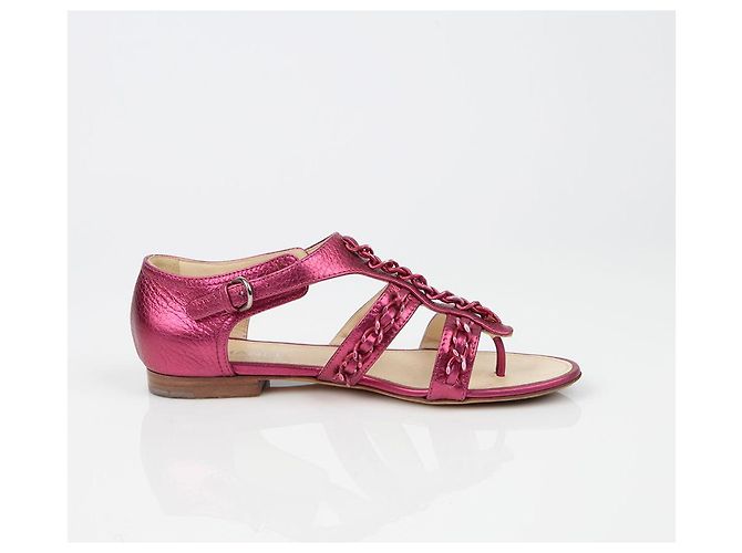 Chanel Sandali Metallici con Catena Taglia Rosa - vista 8