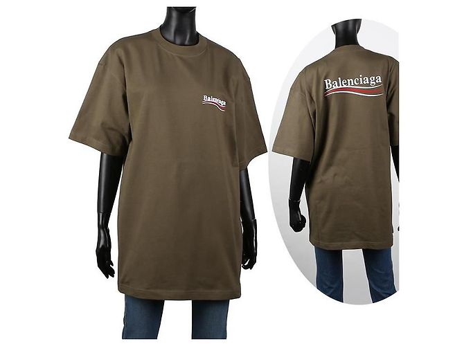 Balenciaga Kurzarm-T-Shirt mit Wave-Logo Grün - Ansicht 5