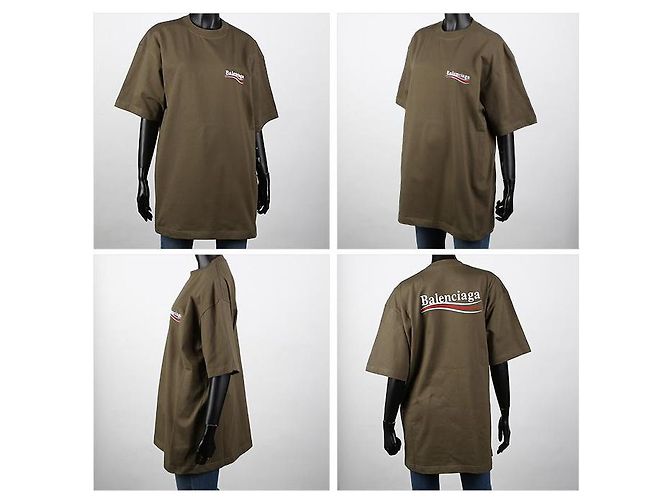 Balenciaga Kurzarm-T-Shirt mit Wave-Logo Grün - Ansicht 6