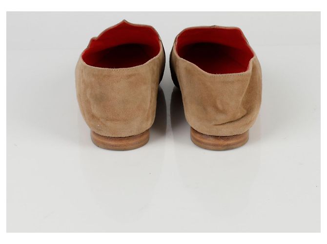 Hermès Scarpe flat babouche ricamate con logo Marrone - vista 7