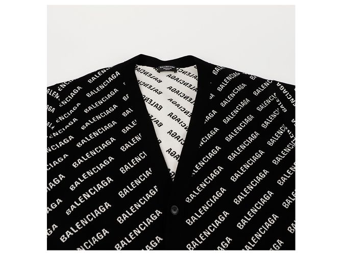 Balenciaga Multi Logo All Over Cardigan Größe Schwarz - Ansicht 3