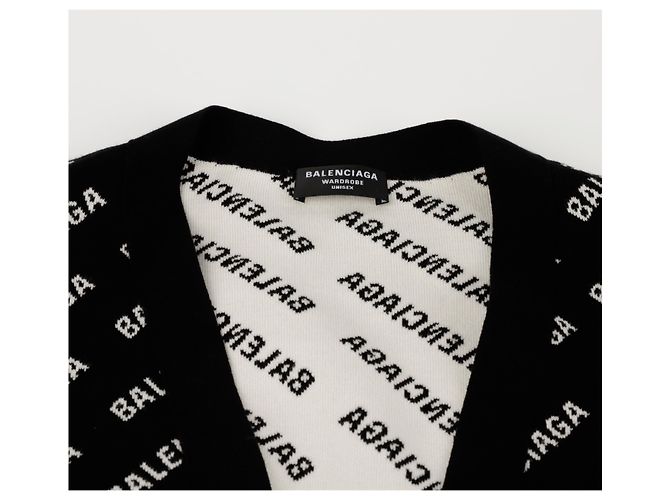 Balenciaga Multi Logo All Over Cardigan Größe Schwarz - Ansicht 4