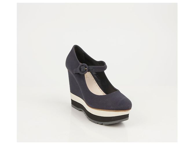 Prada Décolleté con plateau e cinturino Blu - vista 2